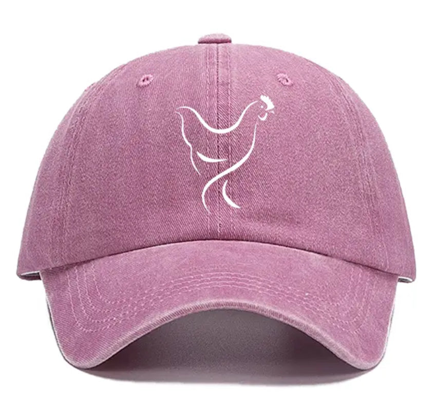 Chicken Outline Hat. Available in Gray and Rose Red